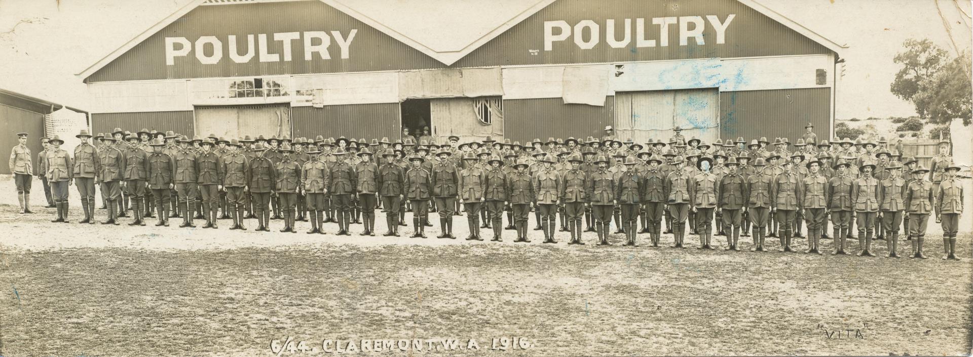 Private Frederick Stacy was posted to the 44th Battalion training at the Claremont Showgrounds in 1916.
