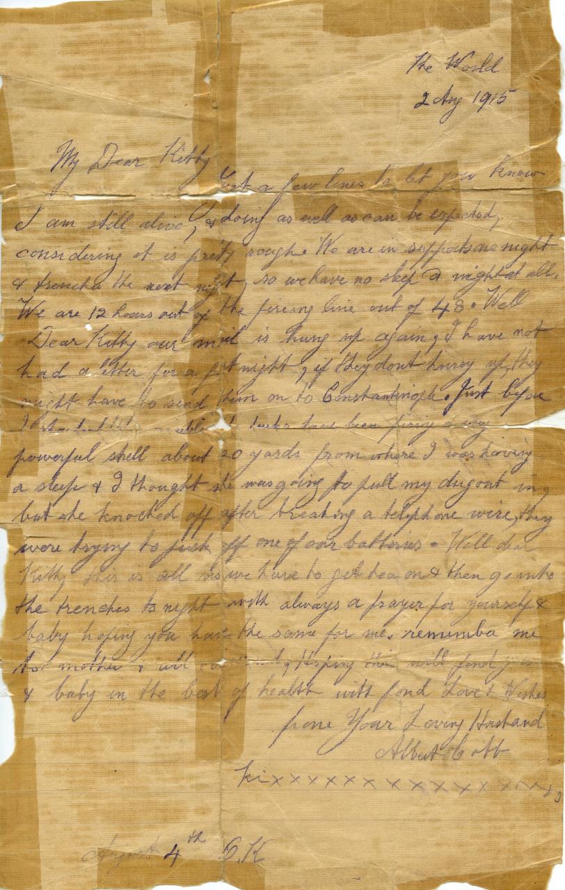 Albert’s letter to Kitty was written just days before he was killed in action.