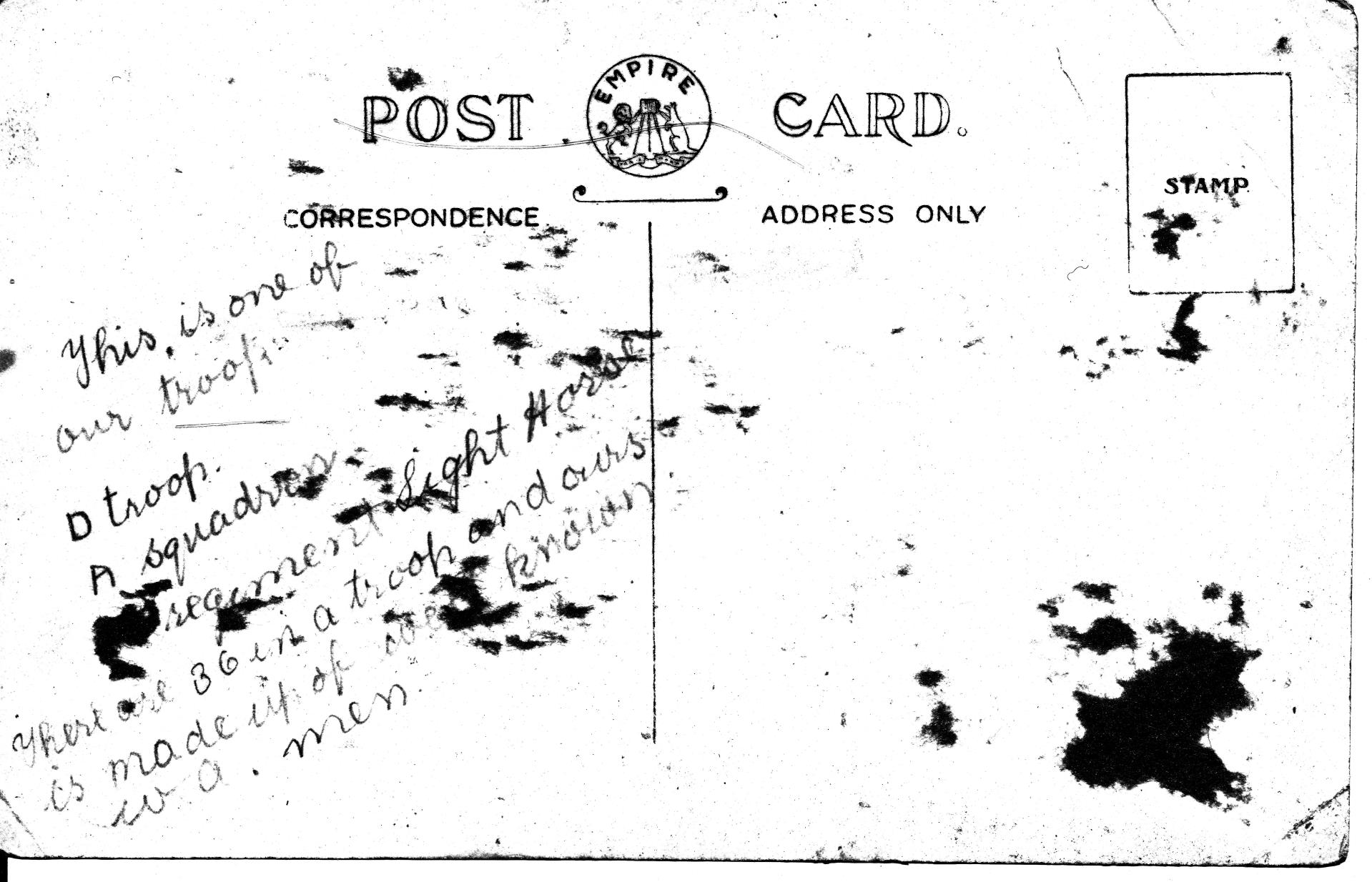 Humfray writes details of his regiment.