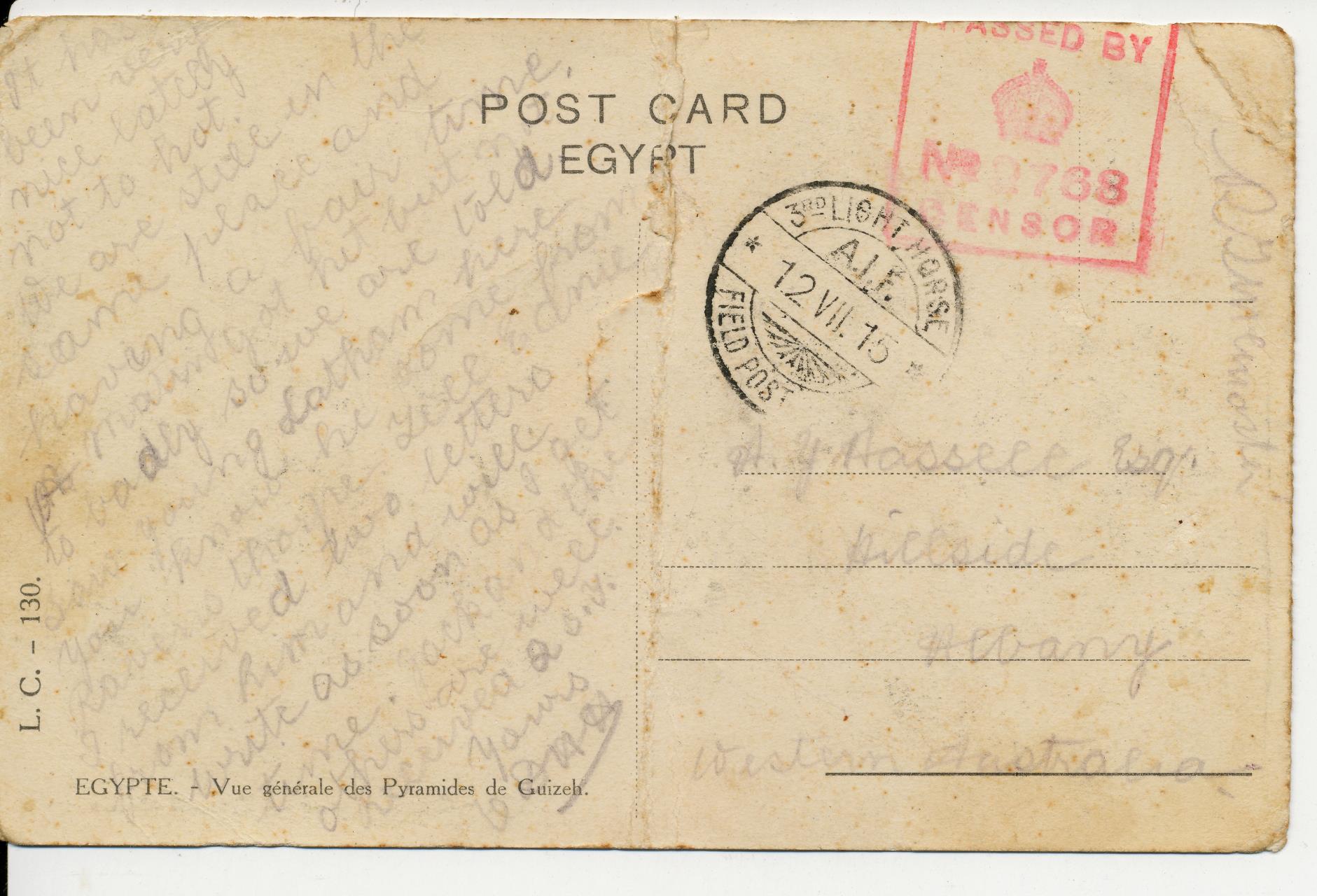 A written letter home from Gallipoli