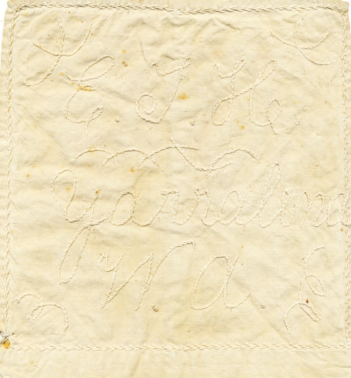 Embroidered with the farm name Yarralena, the bag remained with Tom for the duration of his war service.