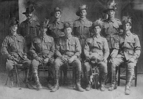 Members of the 10 LHR, Tpr Sydney Livesey stands in the back row, far left, 1914