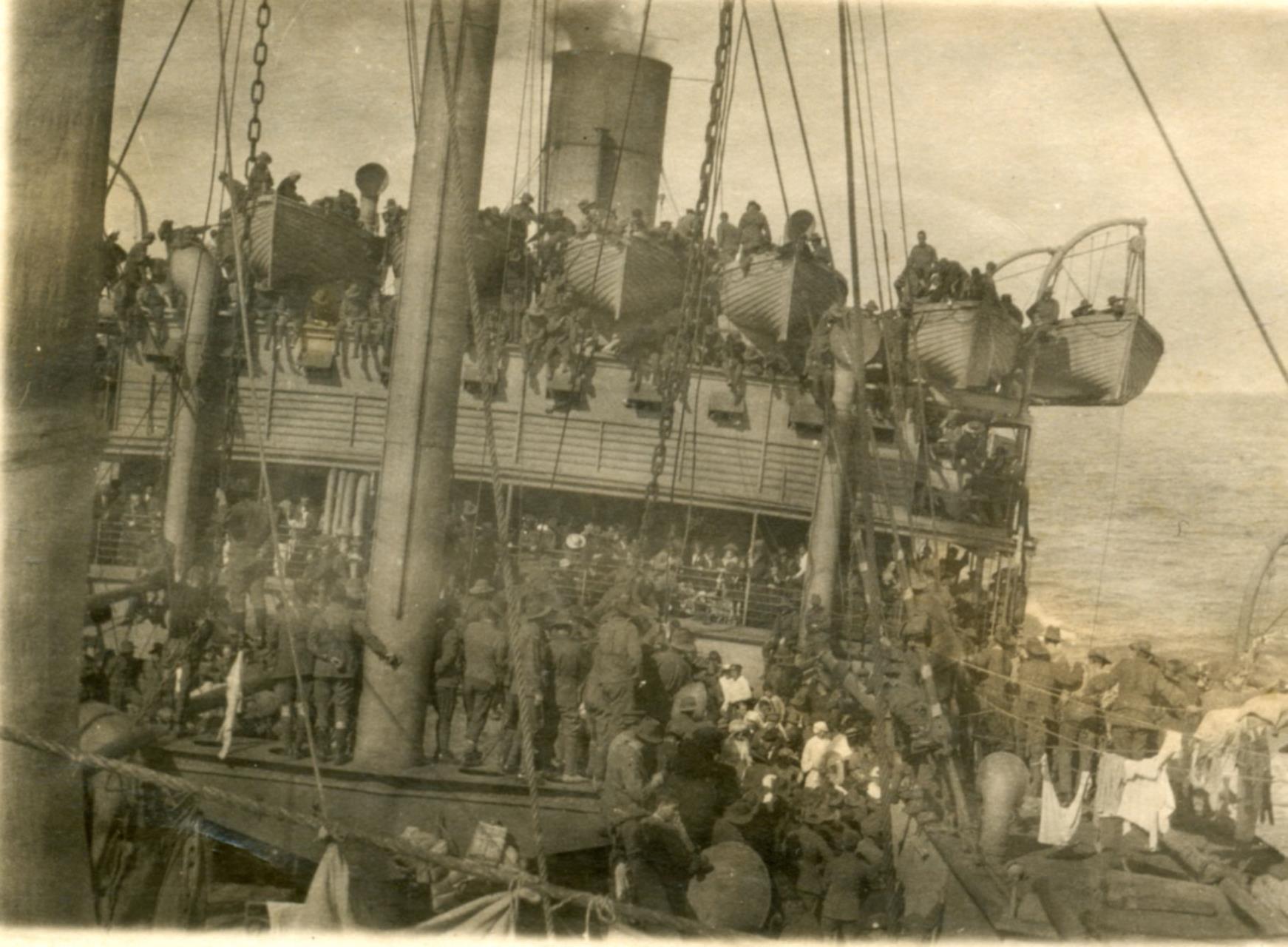 Troops on board the transport, 1915