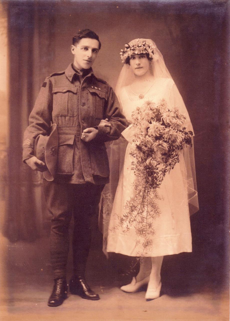 Eric Archibald Murray Maxton and Mary [May] Isabella Anderson on their wedding day, 1920.