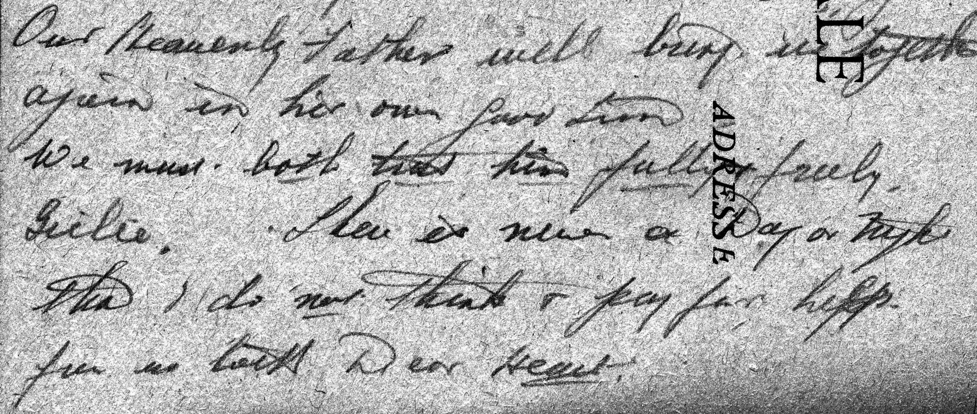 Professing his faith in God, Walter writes consolingly to Frances.