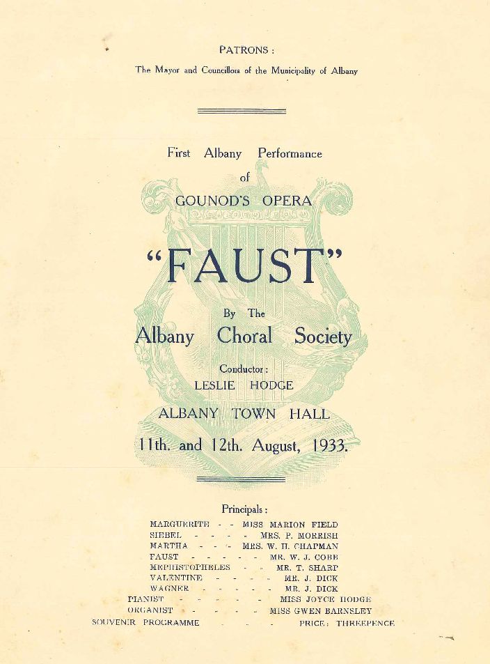 Faust is performed in Albany by the Albany Choral Society.