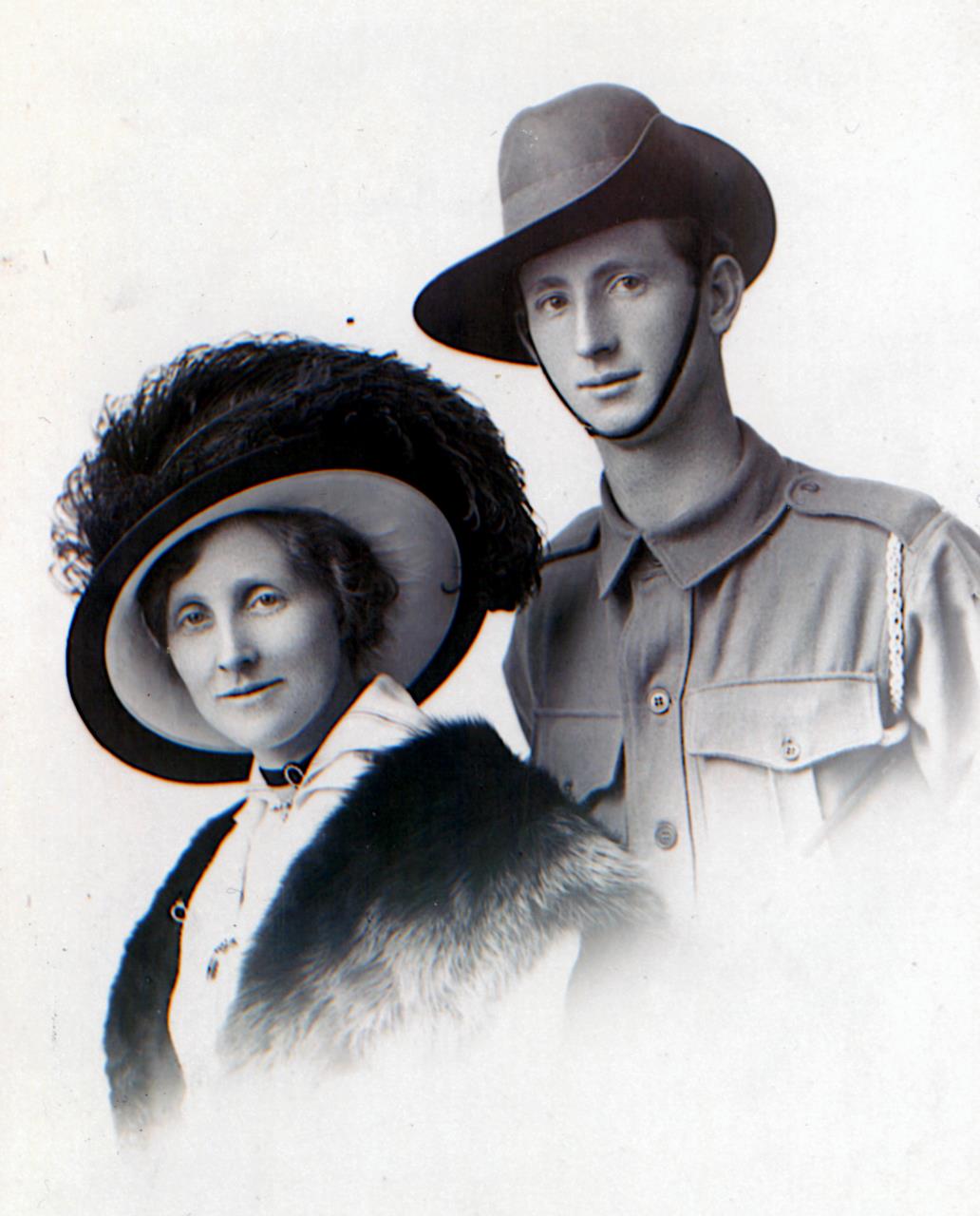 Pte Frank Tassicker with his sister Ruby in Wagin, 1915.
