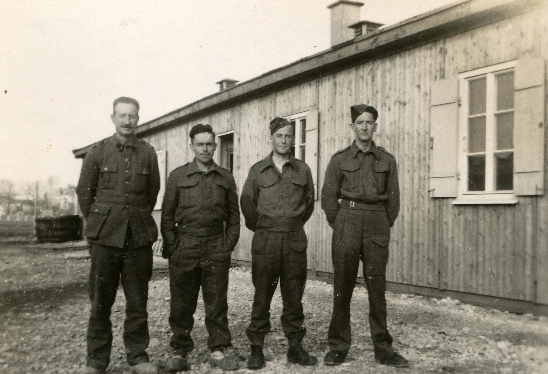 Frank Tassicker, left with three other prisoners of war at Stalag VIIA in Germany.