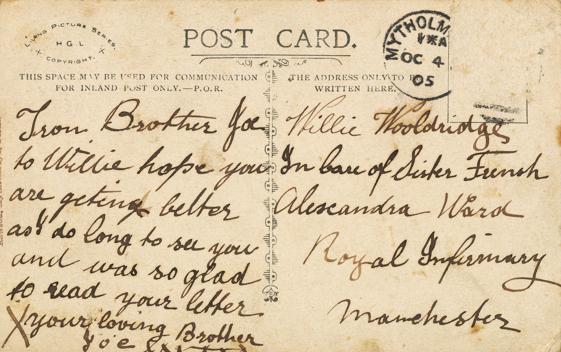 Joe writes to his brother Willie, recuperating from wounds.