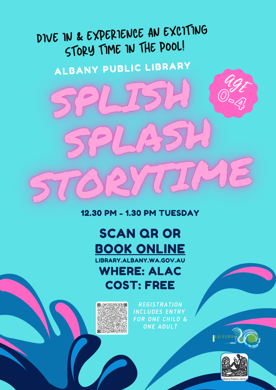 Splish Splash Storytime flyer with session information